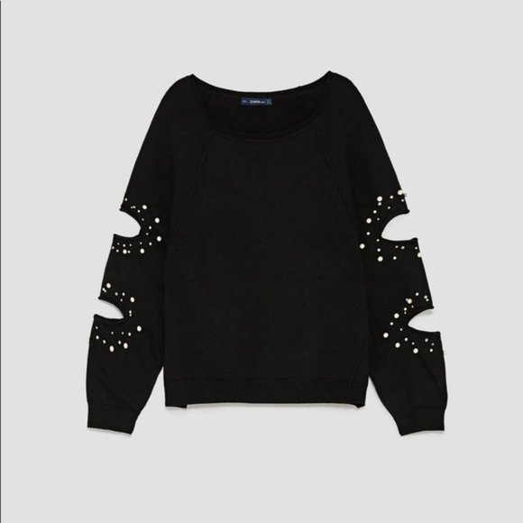 Zara Tops - Zara pearl cutout sweatshirt